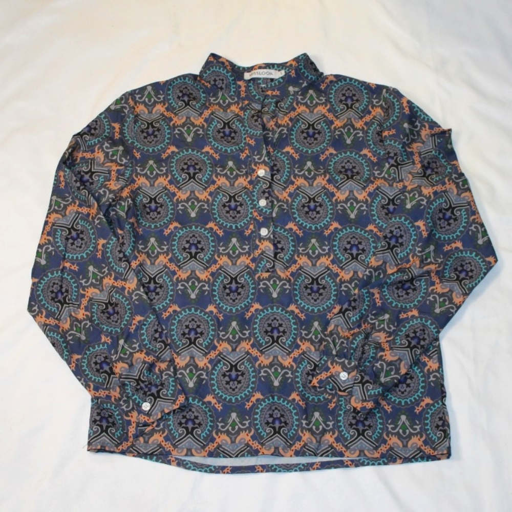 MISSLOOK Blouse Multicolor Pattern Sz S